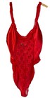 Vtg 80s Midnight Hour Teddy Bodysuit 1x Red Lace Satin Ruffles Sexy Usa Made