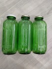 Lot  3 Vintage Anchor Hocking Green Glass Refrigerator Water Juice Bottles 32 Oz