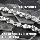 Guaranteed 925 Sterling Silver Thick Heavy   Solid Rope Chain Necklace