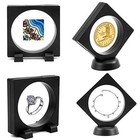 Medallion Challenge Coin Display Case Holder With Stand Round Black Chip 