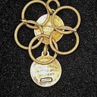 Lg Vintage Mc Freirich Lucky Coin Brooch Pin Gold Tone Figural Woman Art Nouveau