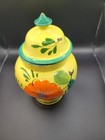 Beautiful Vintage Italian Pottery Hand Painted Ceramic Canister Jar W  Lid Italy