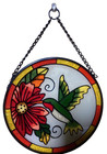 Hummingbird Flower Stained Glass Style Round Suncatcher Window Hanging Decor 6   