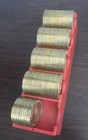  1 O aces Bar   Grill Las Vegas  Nv Lot Of 90 Gaming Tokens W  Token Rack