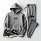 Men   s Gray Fleece Tracksuit Hoodie Jogger Sportswear Set 23 Legend