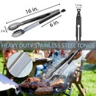 Heavy Duty 16in Stainless Steel Grill Tongs Non-slip Grip Cooking Buffet Precise