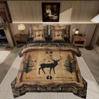 Rustic Cabin Deer 7 Piece Bedding Set Size Kids Full Retro Brown Black Deer