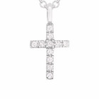 14k White Gold 0 04ctw Diamond Cross Pendant Small Religious Charm