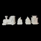 Train Set Holiday  4 Cars Ceramic Bisque Hand Poured Vintage Mold Ready To Paint