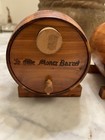 Vintage Wooden Ye Olde Money Barrel Coin Bank Set Of 2 Barrel Banks W Stoppers