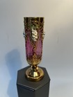 Antique Bohemian Cranberry Glass Vase Enamel Flowers Gilt Gold Victorian 5   