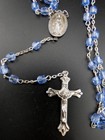 Vintage Rosary Beads Immaculate Conception Virgin Mary With Cross Blue Beads