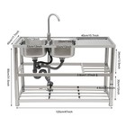 Free Standing Commercial Kitchen Sink Stainless Steel Dual Bowl For Restaurant 