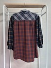Natural Life Devon Flannel Tunic Rust   Navy Plaid  Small  Oversized Fit