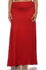 Women Plus Size Ruched Side Long Maxi Skirt Flared Wide Waistband - Made In Usa