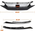 3pcs Front Bumper Grille Grill Fit For 2016 2017 2018 Honda Civic Coupe Sedan Fr