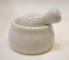Old Trudeau White Porcelain Small 3  Heavy Apothecary Or Herb Mortar Pestle Set