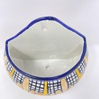 Vintage Talavera Mexican Pottery Hand Painted Wall Pockets Planter Yellow Flower