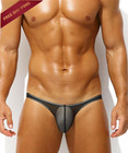 Paizh Men s Sexy Low Rise Briefs See-through Ice Silk Bikini Medium  Black