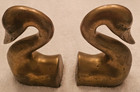 Vintage Brass Swan Bookends Hollywood Regency Book Ends Brass Animal Art Deco
