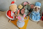 Lot Of 10 Vintage Flocked Felt Mouse Christmas Tree Ornaments Handmade Novelty
