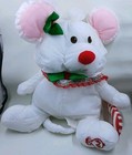 Vtg Fisher Price 1987 Puffalump Plush Christmas Mouse 8036 Fp White Candy Cane