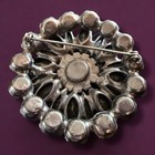 Gothic Black Rhinestone Brooch Large Flower Pin Mid Century Vintage Statement