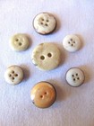 7 Antique Small Porcelain China Buttons  Stencil  Luster   Banded