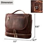 Travel Toiletry Bag For Men  Genuine Leather Shaving Dopp Kit Bottom Storage    