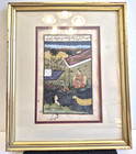 Framed 19th C Indo-persian Miniature Painting Manuscript Leaf
