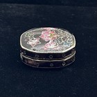 Vintage antique Cloisonn   Pill Box Enamel Brass Hinged Lid Chinese Snuff Box