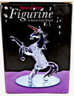 Vintage Unicorn Spun Glass Figurine On Mirror -24k Gold Plated- 2 5  Tall - Nib