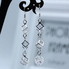 New Women Fashion 925 Silver Plated 3 Cube Crystal Dangle Hook Earrings 32-10