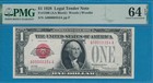  1 00 1928 Red Seal  Legal Tender Tender 3-digit  Pmg Choice New  64epq