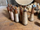 Vintage Lot - Wood Thread Spools   Spindle Bobbins - Sewing Textile Cheese Box