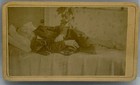 Exceedingly Rare Civil War Era Post Mortem Carte De Visite Man And Dog In Bed