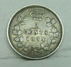 1874 H Canada Silver 5 Cent  crosslet 4  Better Grade