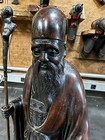 Antique Japanese Meiji Sculpture Statue Of An Old Man In Bronze W  Walking Stick