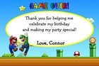 Super Mario Brothers Custom Printable Birthday Party Invitation   Thank You Card
