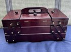 Vtg Accordion Style 3 Tier Fold Out Wood Sewing Box Or Possible Jewelry Box 18 
