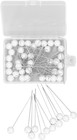 50pcs White Pearl Head Straight Sewing Pins  Extra Long  8x60mm  Stainless St   