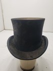 Antique 1880s Somers The Hatter Portland Maine Black Silk Plush Top Hat