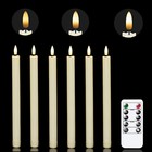 Battery Powered Flickering Flameless Taper Led Candles Light Remote Control
