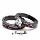 Women s 3 75 Ct Princess Cut Aaa Cz Light Black Stainless Steel Wedding Ring Set