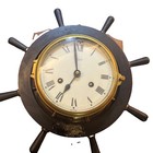 Vntg  Schatz Royal Mariner 8 Day Jeweled Ship   s Wheel Bell Clock-works-