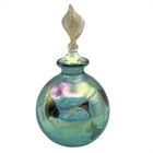 Blue Iridescent Abstract Design Art Glass Perfume Vanity Bottle   Stopper 5 1 2 