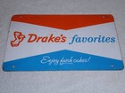 Vintage Antique Original Drake s Favorite Fresh Cakes      duck 13 5  Metal Sign 