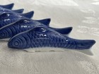 Vintage Blue White Porcelain Koi Fish Chopstick Rest Set Of 6