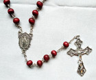 Miraculous Medal Rose-scented Catholic Rosary Red Prayer Beads 6mm Beads Wood