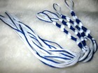 Tzitzit 4pc Blue   White    handmade  100  Mercerized Cotton 